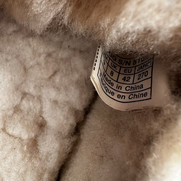 Ugg Slipper Mens 9 Leather Sheepskin Chestnut Moc Toe Lace up - Picture 8 of 10